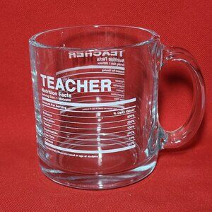 Teacher Nutrition Facts Clear Glass Mug